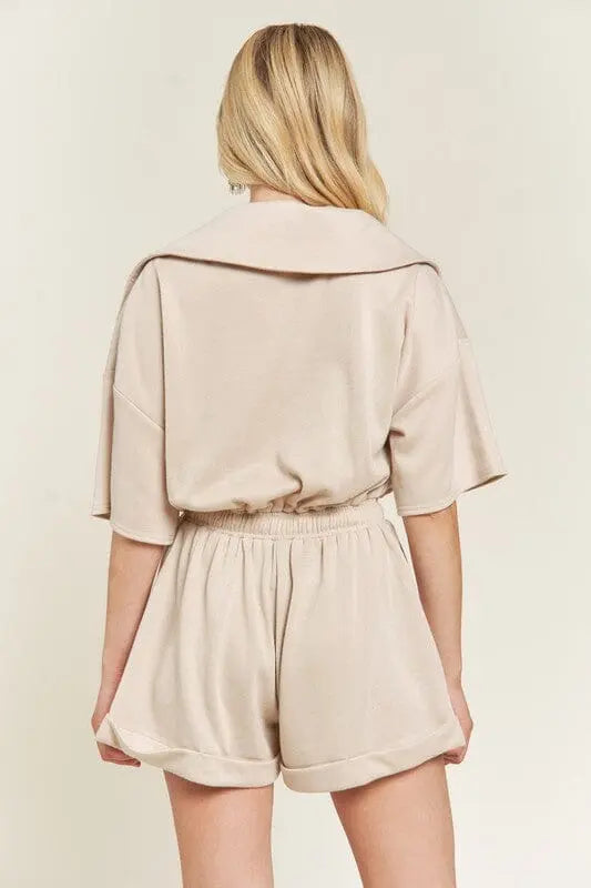 TERRY ZIP FRONT ROMPER Jade By Jane