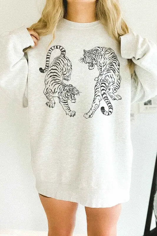 Tiger Oversized Sweatshirt tiger sweatshirt Poet Street Boutique ASH S/M