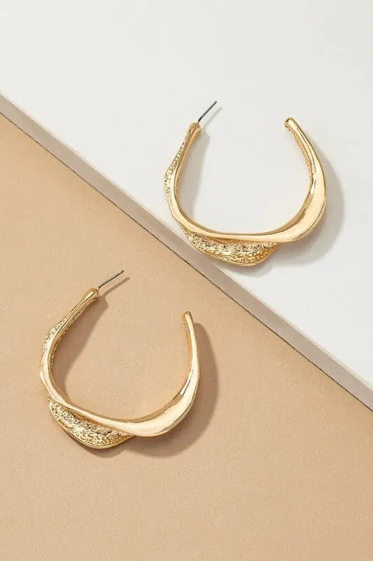 Twisted metal hoop earrings LA3accessories Gold one size