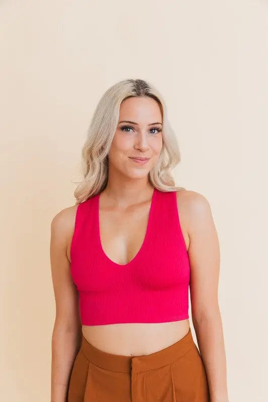 Ultra Comfy Everyday Ribbed Crop Top Leto Accessories Magenta XS/S
