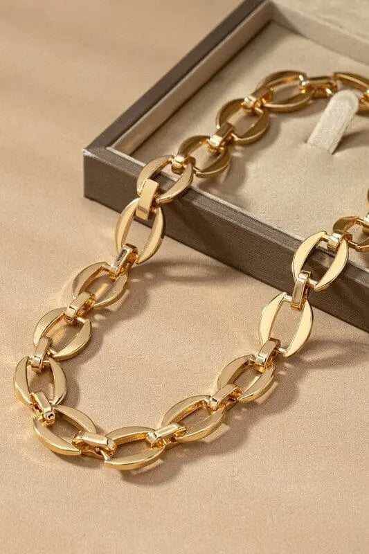 unique brass chunky chain necklace LA3accessories Gold one size