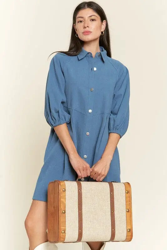 Washed denim style dress Jade By Jane BLUE S