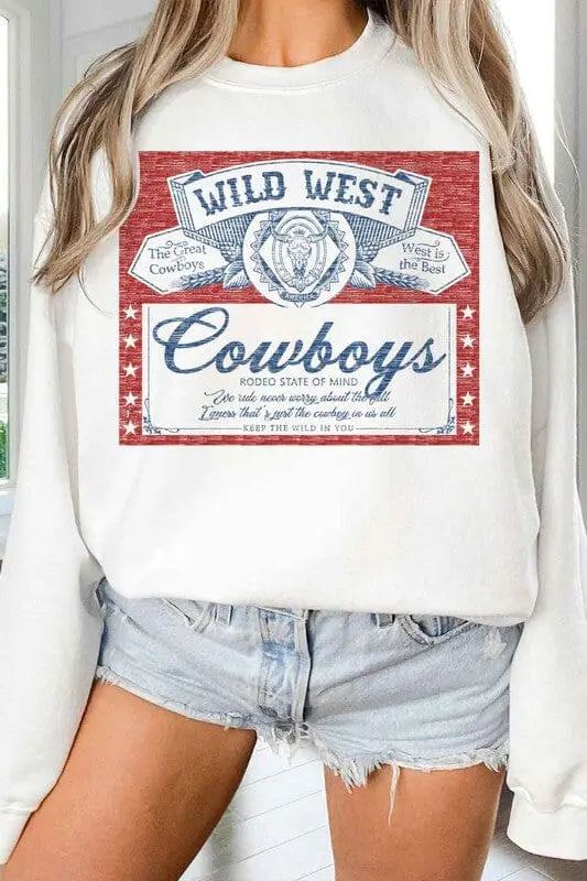 Wild West Cowboys Oversized Sweatshirt graphic oversized sweatshirt Poet Street Boutique WHITE S/M