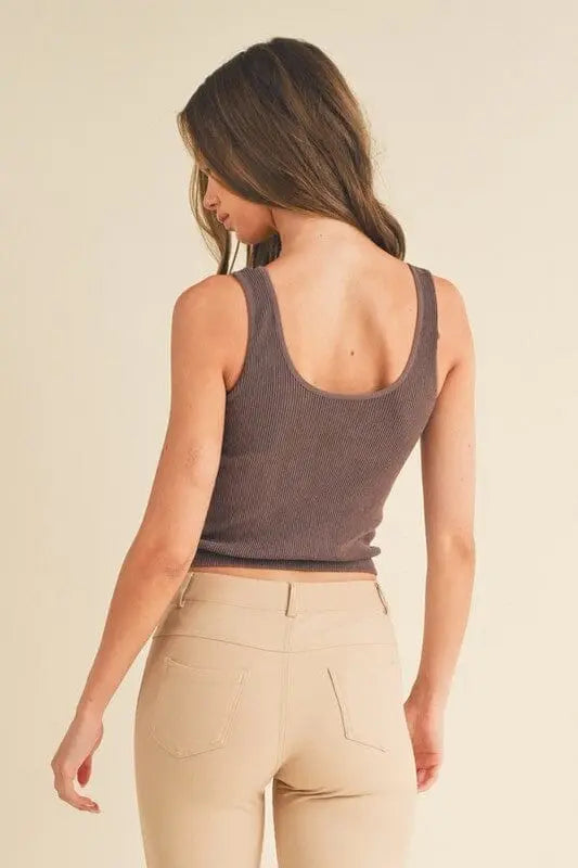 Yelete Reversible Stonewashed Ribbed Tank reversibke tank Yelete