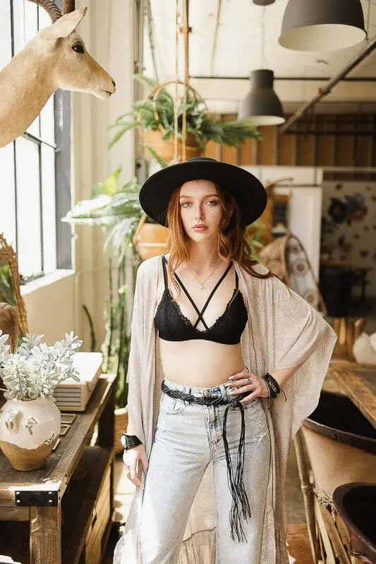 Center Cross Strap Lace Bralette bralette Poet Street Boutique