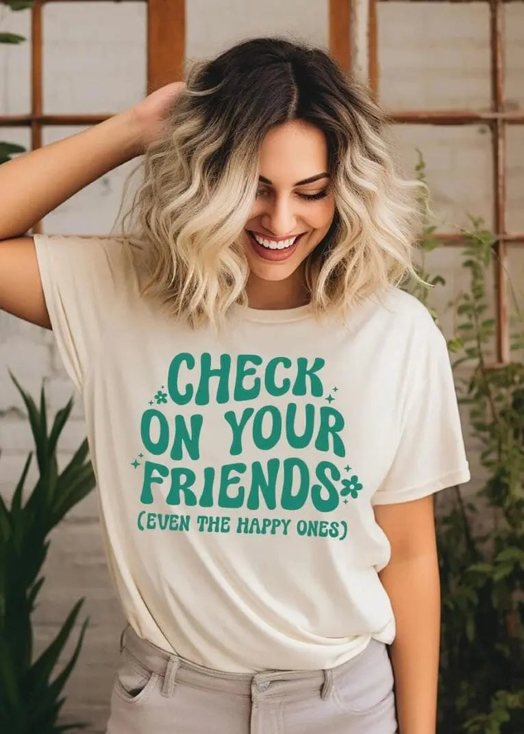 Check on Your Friends Graphic Tee graphic tees Poet Street Boutique Small Sand