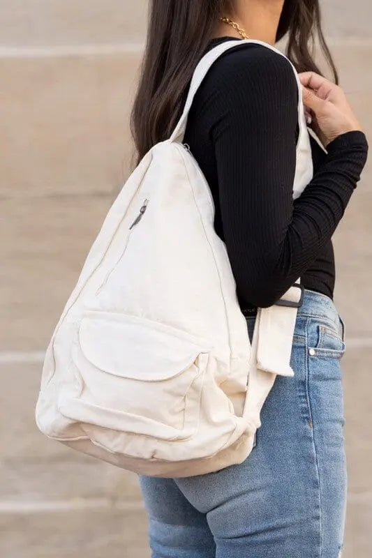 Cotton Canvas Oversized Sling Bag sling bag Poet Street Boutique Cream OneSize