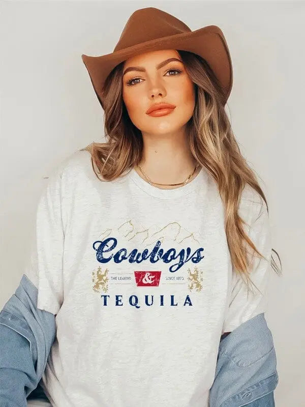 Cowboys and Tequila Graphic Tee Ocean and 7th Ash L