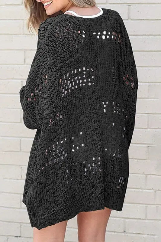 Crochet Dolman Knit Sleeve Cardigan EG fashion