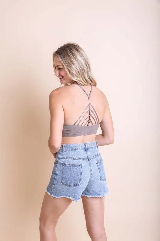 High Neck Lace Trim Bralette brami top Poet Street
