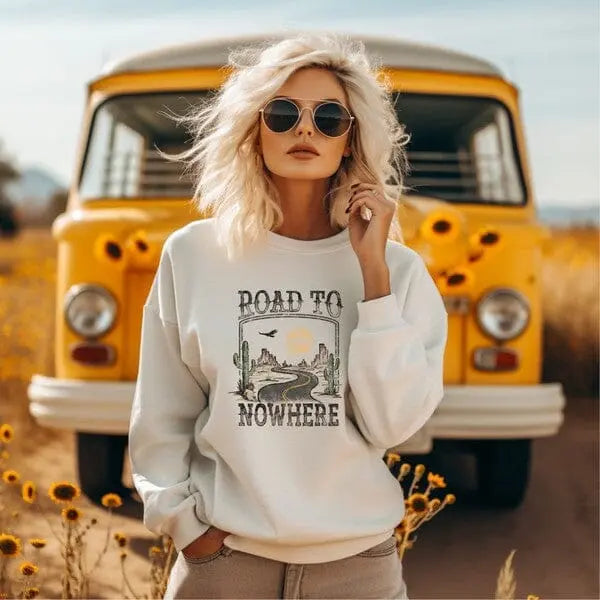 Road to Nowhere Graphic Sweatshirt graphic print sweatshirt Poet street