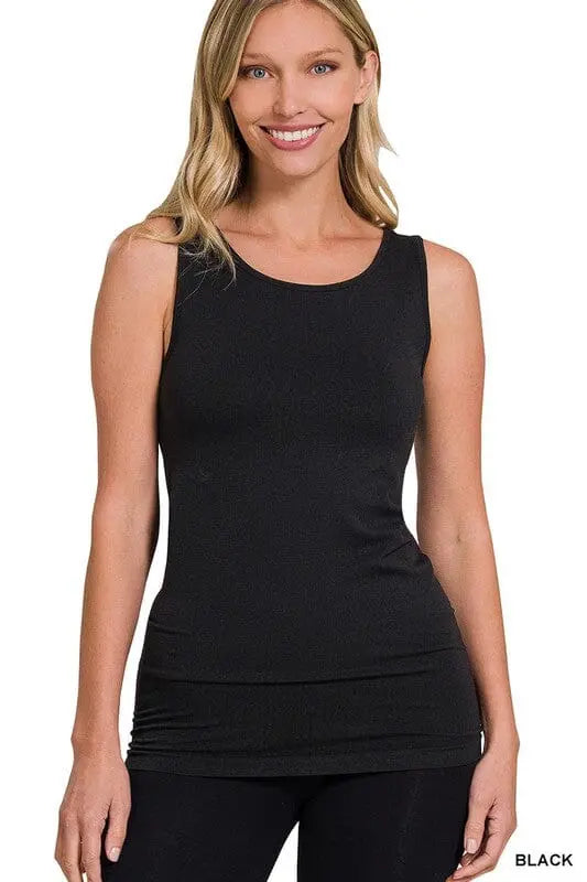 Scoop Neck Seamless Tank Top seamless tank ZENANA BLACK S/M