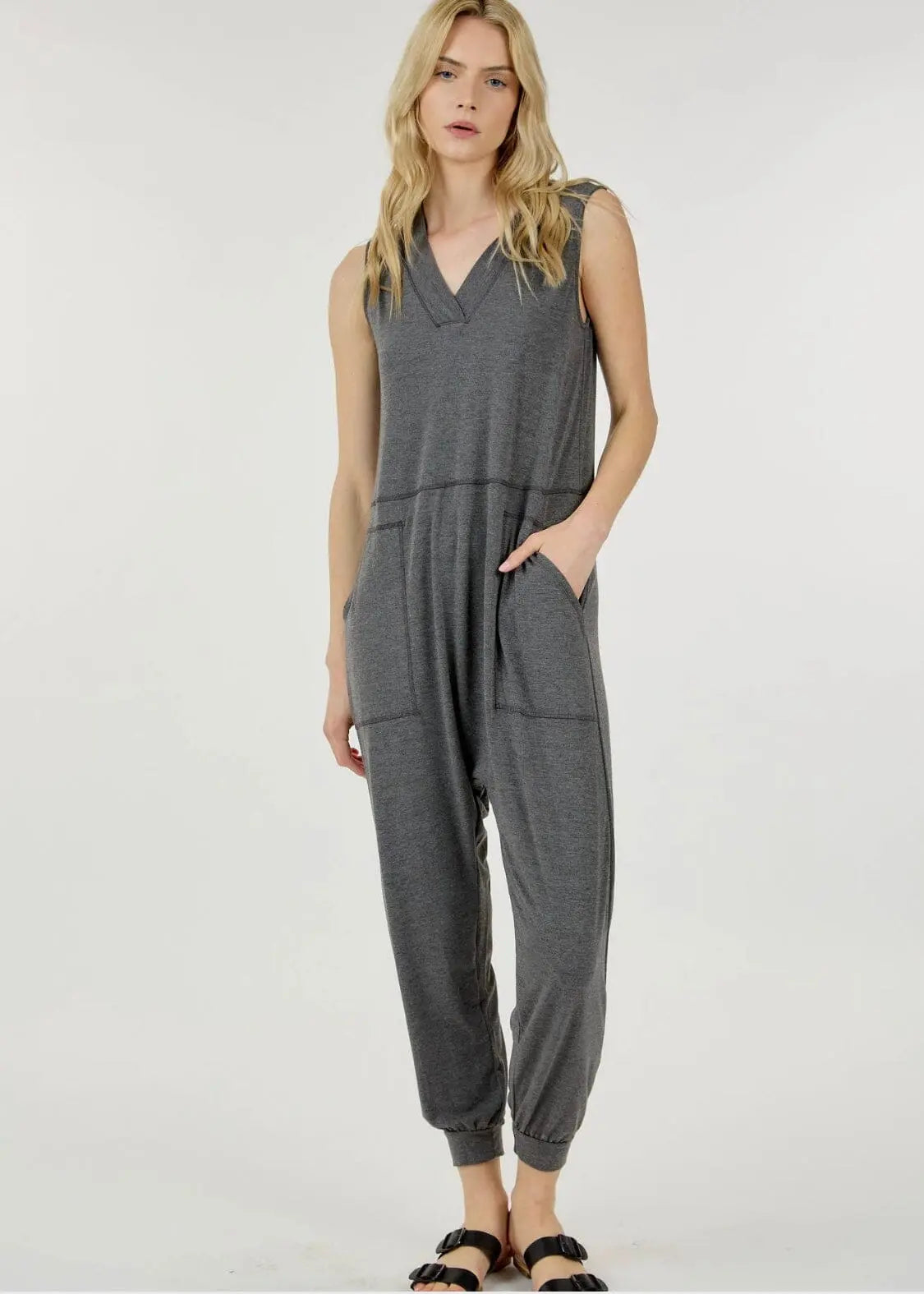 Sky Jump Charcoal Jumpsuit Jumpsuit Poet Street Boutique Xl