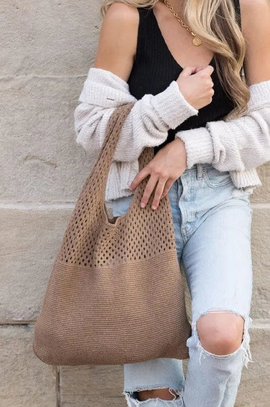 Soft Knit Hobo Bag Aili's Corner Mocha OneSize