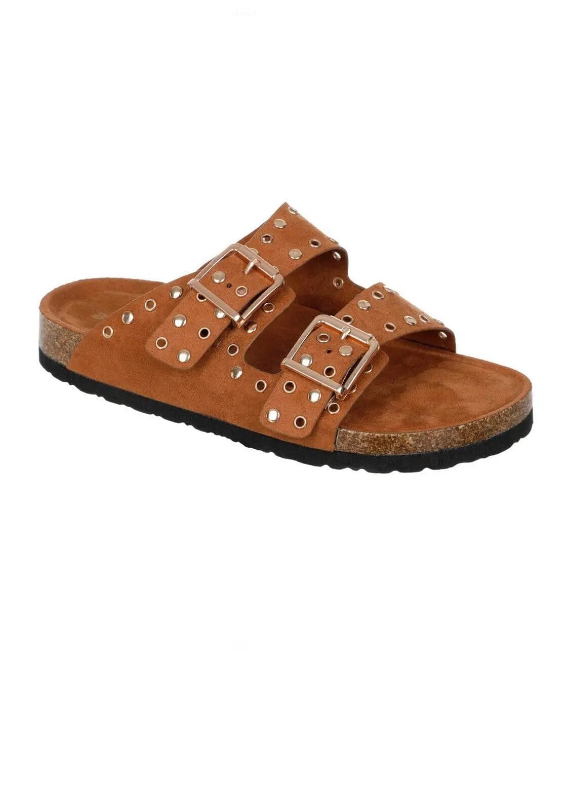 Stevie Studded Camel Footbed Sandals footbed sandals Poet Street Boutique