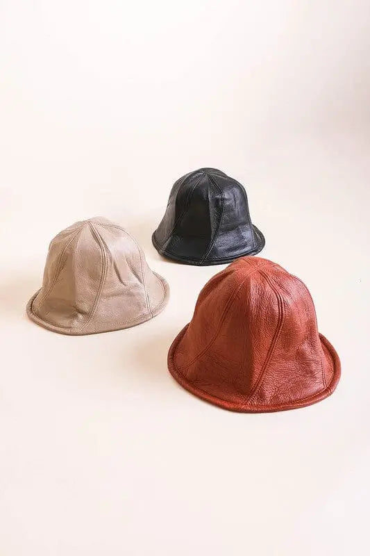 That 70' S Vegan Leather Bucket Hat bucket leather hat Poet Street Boutique