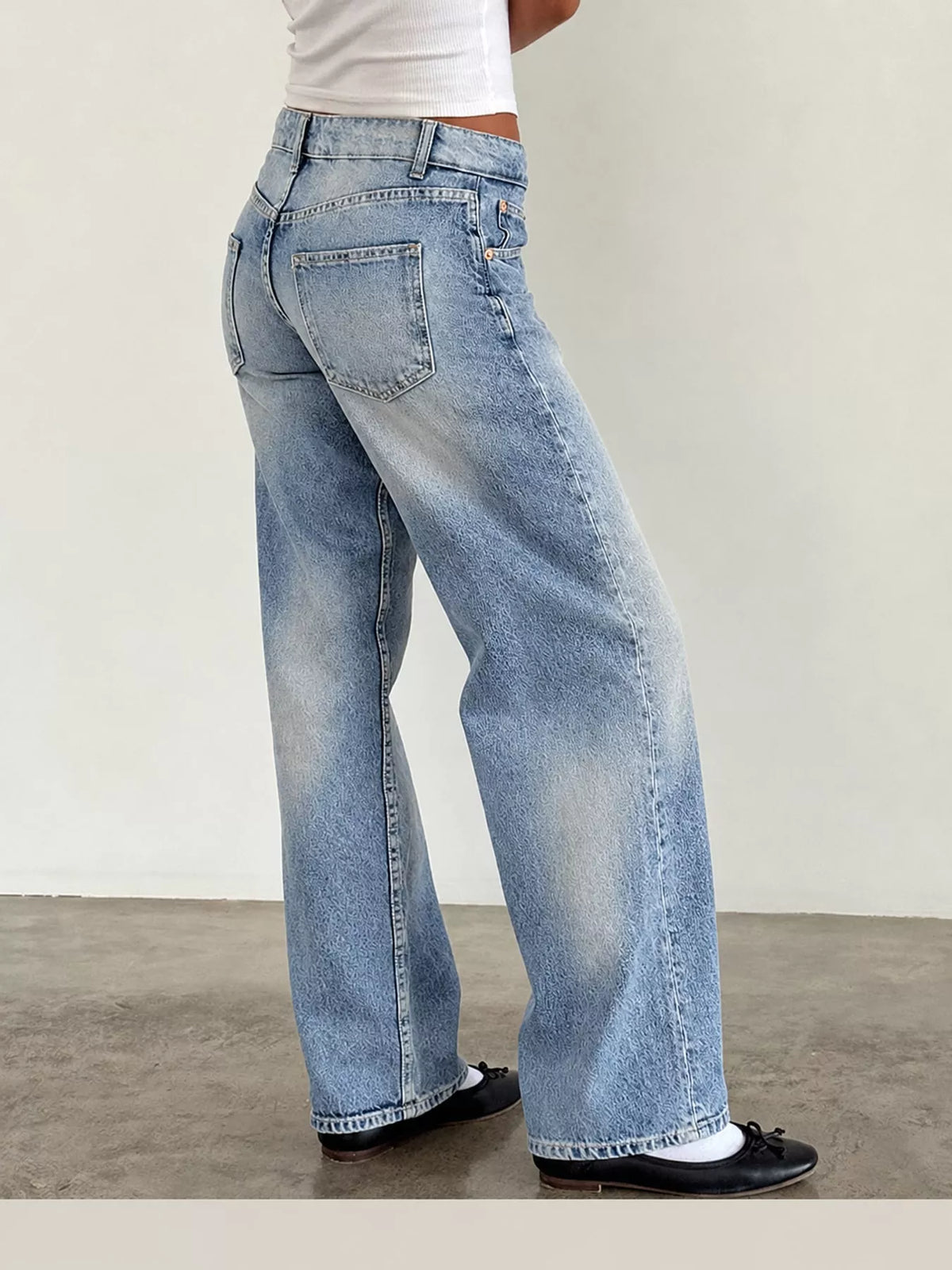 Vintage Wash Low-Rise Wide-Leg Jeans - Poet Street Boutique