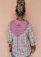 Checkered Print Hooded Patchwork Loose Fit Shacket SHEWIN INC.