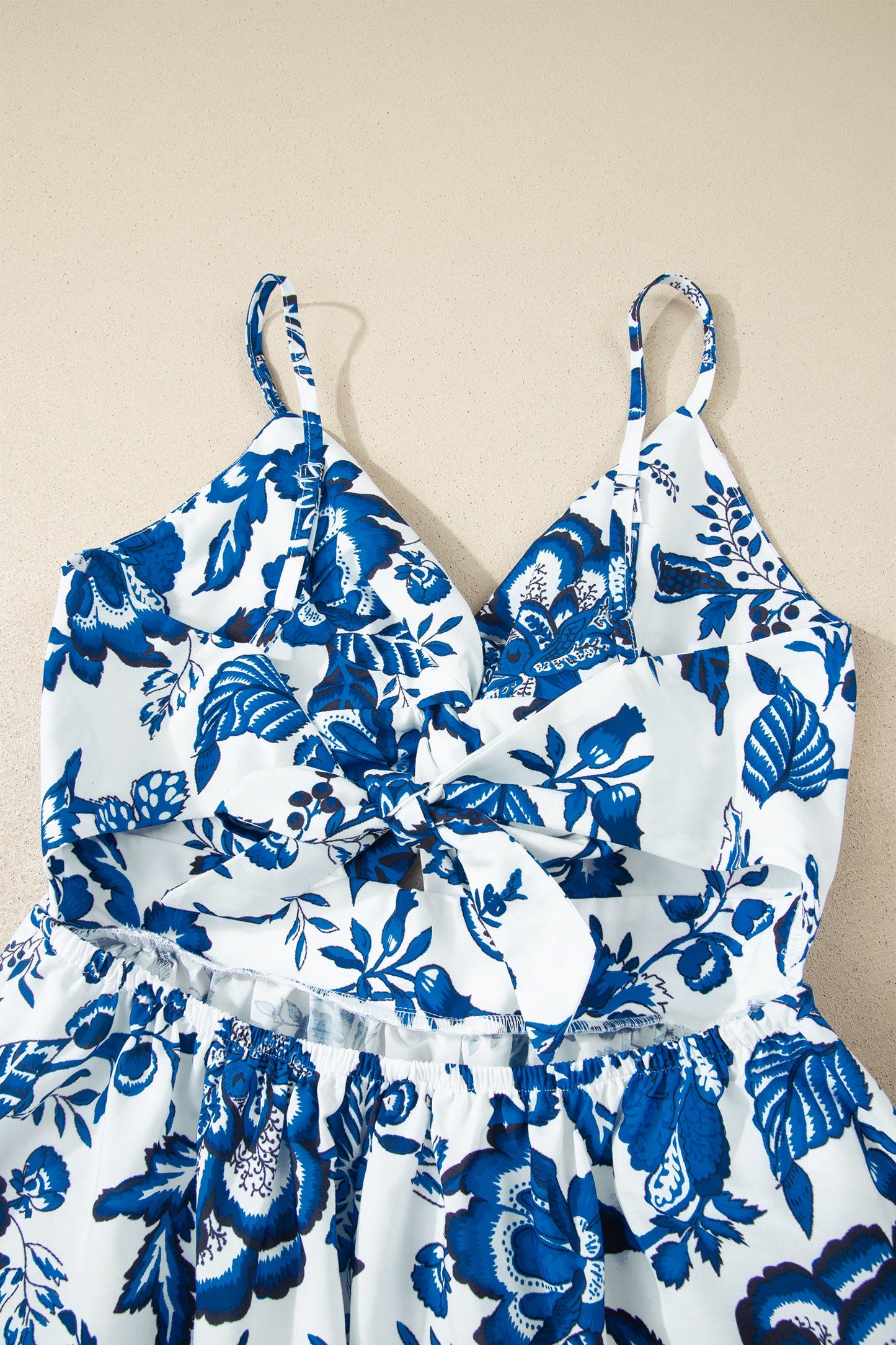 Floral Twisted Bust Spaghetti Strap Backless Maxi Dress