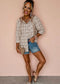 Checkered Print Hooded Patchwork Loose Fit Shacket SHEWIN INC.