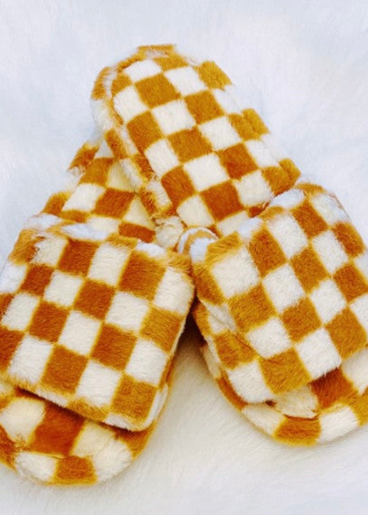 Luxe Lounge Checker Cozy Slippers Poet Street Boutique