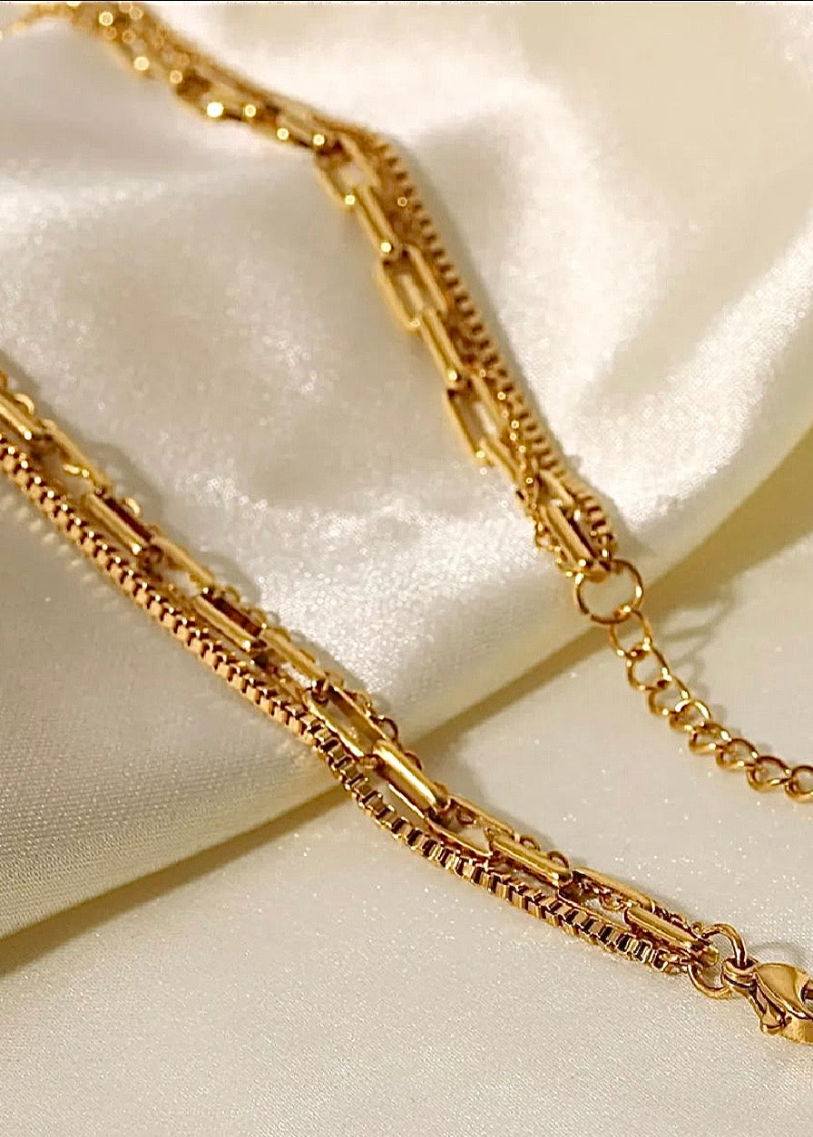 18K Gold-Plated Three Layered Necklace