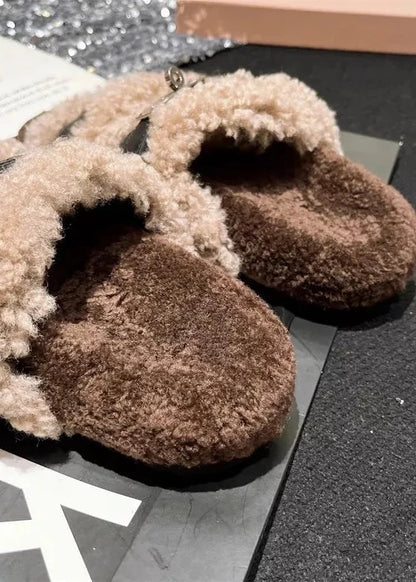 Fuzzy Buckle Accent Plush Slippers - Poet Street Boutique