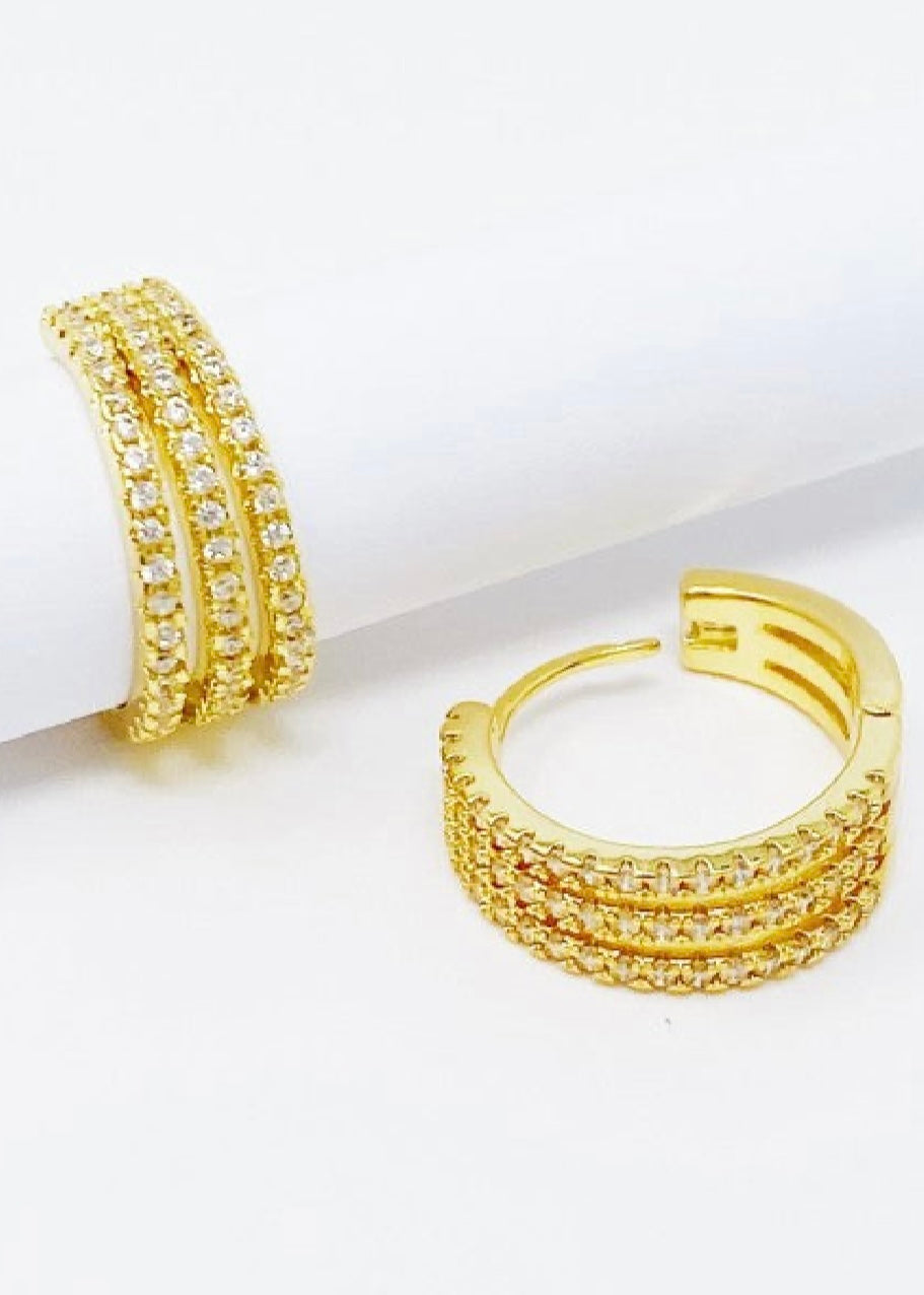 Triple Shine Huggie Earrings Poet Street Boutique