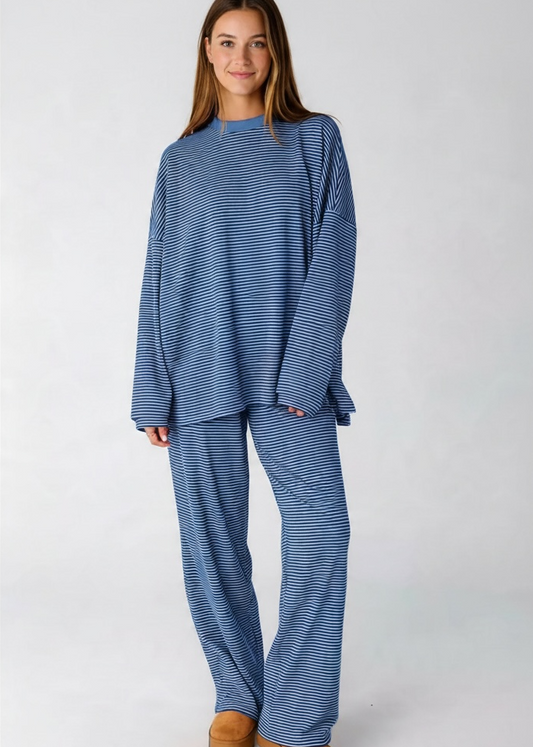 Striped Long Sleeve Top and Pants Set
