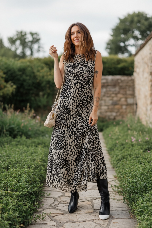 Abstract Dotted Sleeveless Maxi Dress