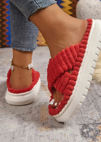 Crisscross Open Toe Platform Slippers
