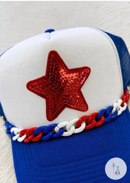 American Sequin Star Trucker Hat Poet Street Boutique