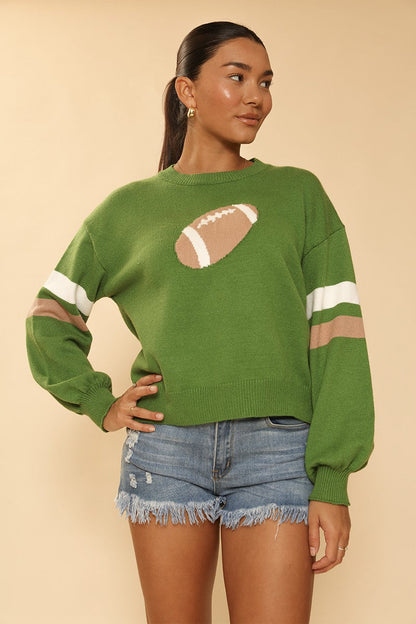 Miss Sparkling Football Knit Sweater