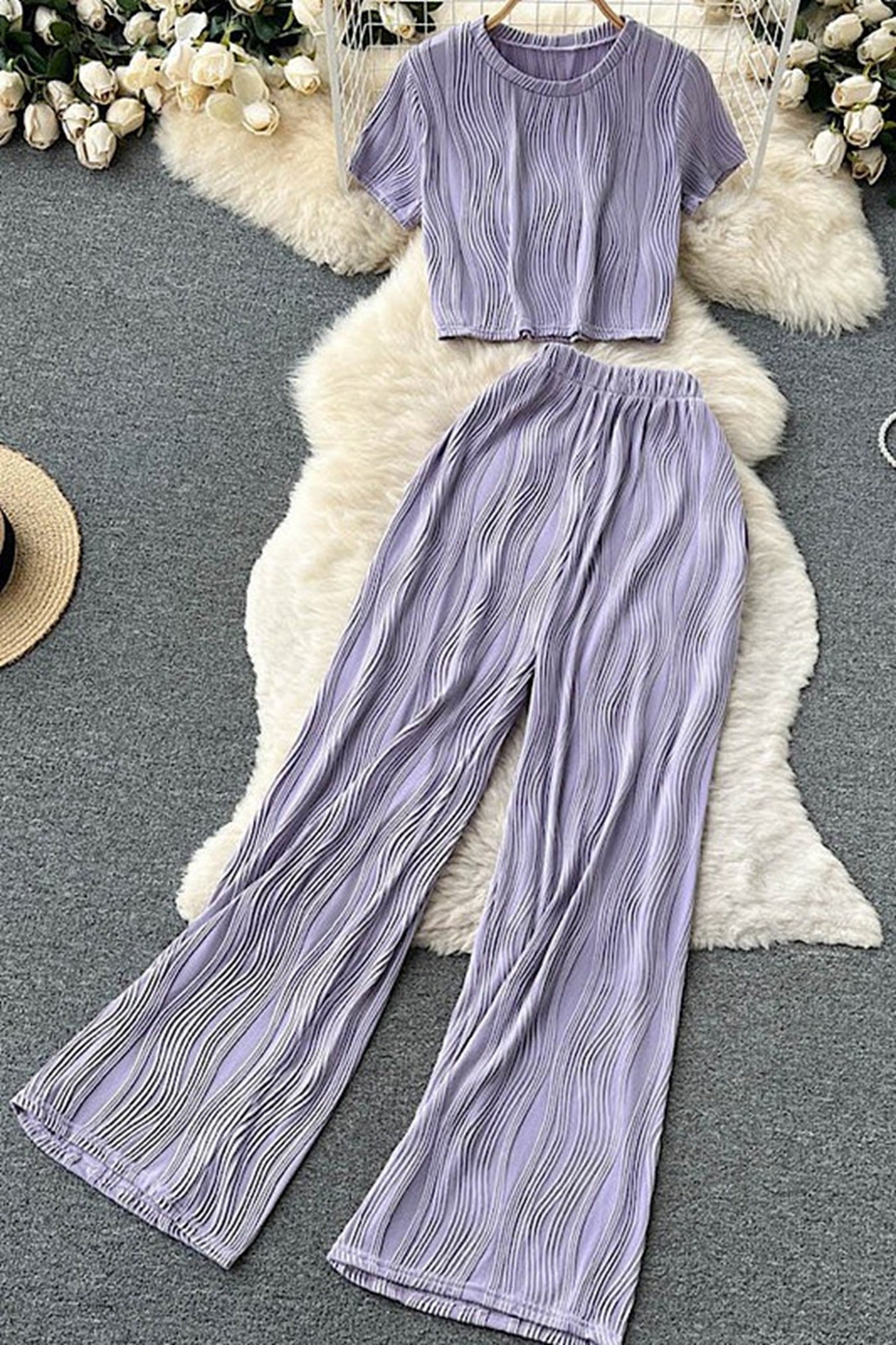Miss Sparkling Textured Two Piece Set