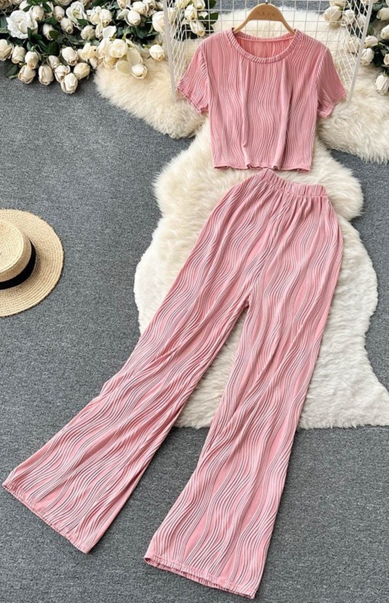 Miss Sparkling Textured Two Piece Set