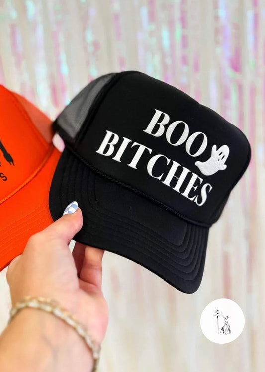 Boo Bitches or Spooky  Trucker Hat Poet Street Boutique