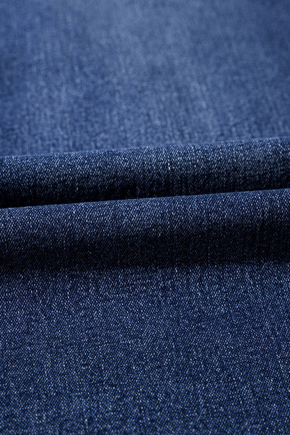 Denim Patch Pocket Wide Leg Jeans
