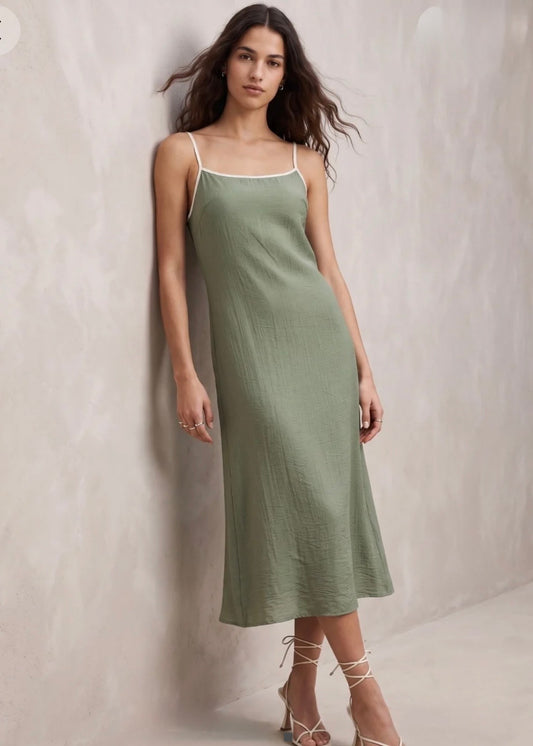 Matcha Green Spaghetti Strap Maxi Dress