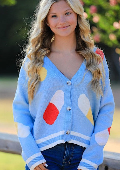 Colorful Capsule Pattern Cardigan