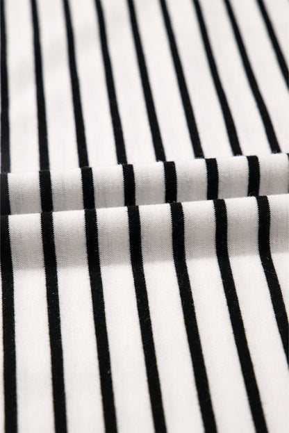 Stripe Collared V-Neck Tee & Shorts Set