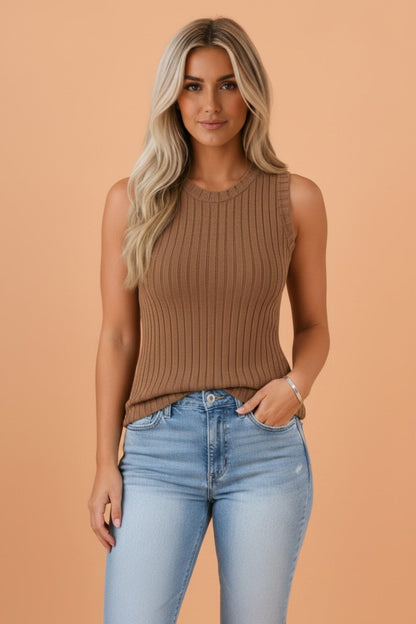 Ribbed Knit Mineral Wash Tank Top