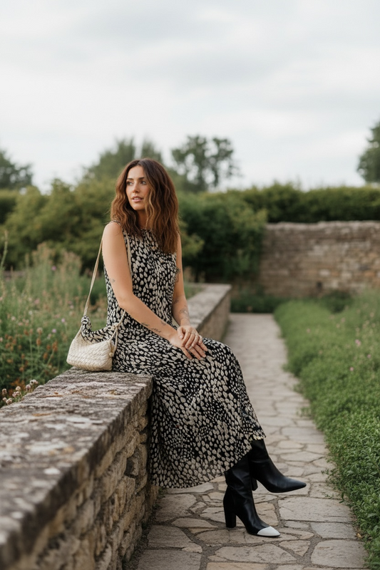 Abstract Dotted Sleeveless Maxi Dress Poet Street Boutique