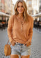 Camila Waffle Knit Henley Top Threaded Pear