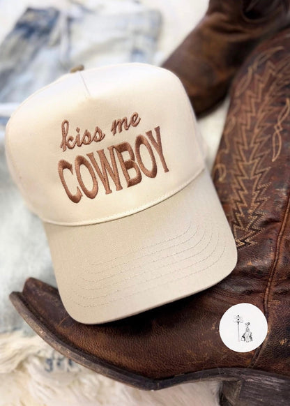 Embroidered Kiss Me Cowboy Trucker Hat Poet Street Boutique
