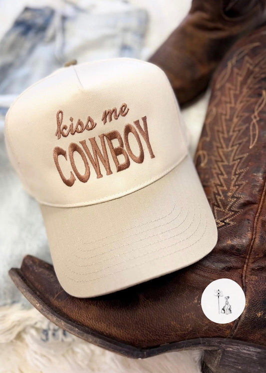 Embroidered Kiss Me Cowboy Trucker Hat Poet Street Boutique