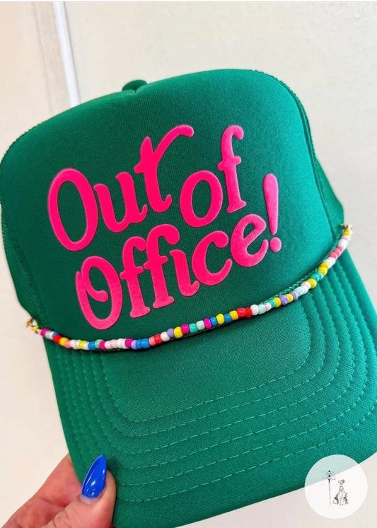 Out of the Office Green Trucker Hat Poet Street Boutique