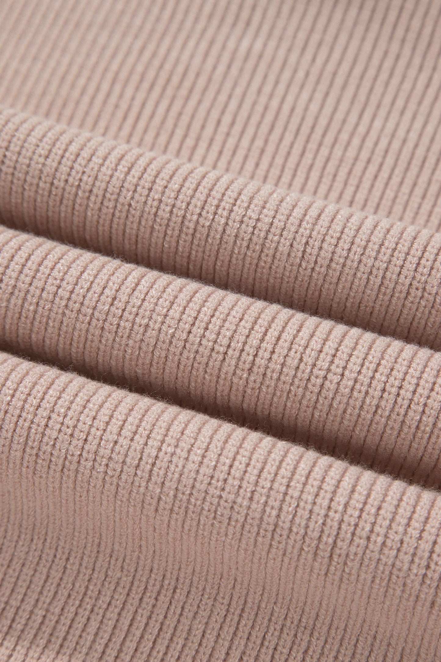 French Beige Turtleneck Split Hem Knit Tank