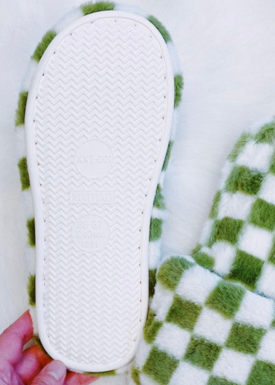 Luxe Lounge Checker Cozy Slippers Poet Street Boutique