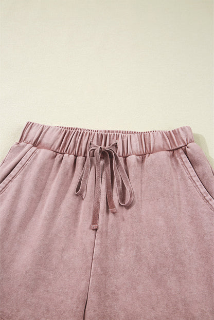Mineral Wash Tiered Drawstring Wide Leg Pants