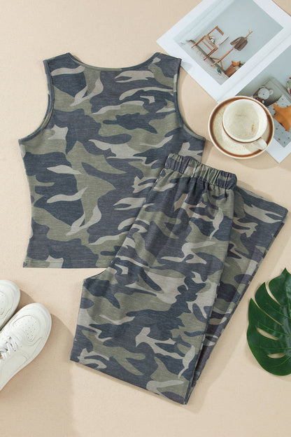 Camo Tank & Drawstring Pant Set